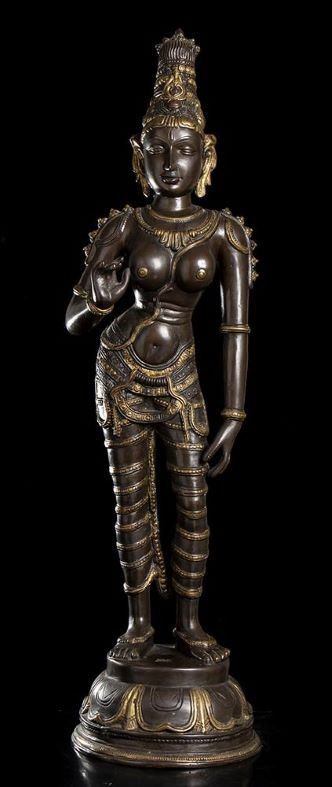 PARVATI IN BRONZO PARZIALMENTE DORATO
India, XX secolo...  - Auction Arte asiatica e tribale - Bertolami Fine Art - Casa d'Aste