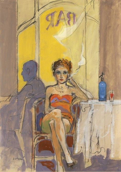 ALBERTO SUGHI : Donna al bar ...  - Auction Arte moderna e contemporanea. Dipinti, disegni, sculture e stampe d'autore del XIX e del XX secolo - Bertolami Fine Art - Casa d'Aste