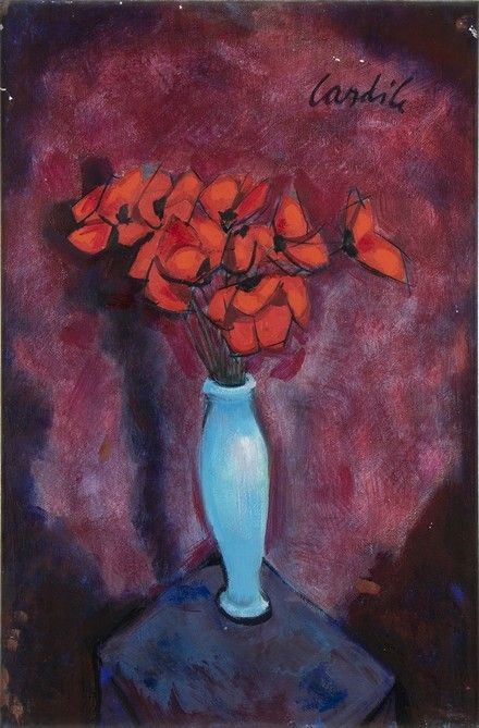 ANTONIO CARDILE (Taranto, 1914 - Roma, 1986) : Vaso celeste fiori rosa...  - Asta Arte Moderna e Contemporanea - Pittura, Scultura, Arti decorative e Disegni dal XIX al XXI secolo - Bertolami Fine Art - Casa d'Aste