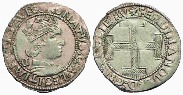 NAPOLI. Regno di Napoli. Ferdinando I d’Aragona (1458-1494). Coronato. Ag (3,93...