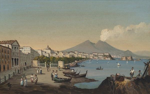 Veduta del Vesuvio con il porto...  - Asta Arte moderna e contemporanea. Dipinti, disegni, sculture e stampe d'autore del XIX e del XX secolo - Bertolami Fine Art - Casa d'Aste