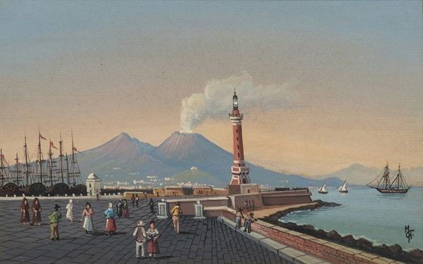 Veduta del Vesuvio sul porto con il faro...  - Asta Arte moderna e contemporanea. Dipinti, disegni, sculture e stampe d'autore del XIX e del XX secolo - Bertolami Fine Art - Casa d'Aste