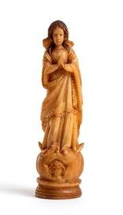 Scultura Indo-portoghese in osso raffigurante la Vergine dell’Immacolata Concez...  - Asta Gioielli, argenti, orologi, avori e cabinet de curiosités - Bertolami Fine Art - Casa d'Aste