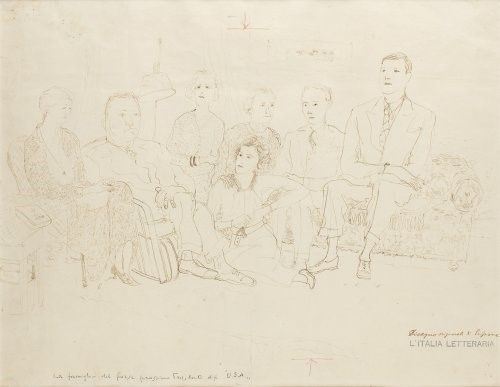 GINO BONICHI SCIPIONE : Ritratto ideale della famiglia d'un candidato alla presidenza U.S.A., 1931/32...  - Asta Arte moderna e contemporanea. Dipinti, disegni, sculture e stampe d'autore del XIX e del XX secolo - Bertolami Fine Art - Casa d'Aste