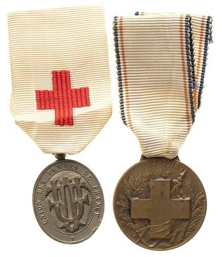 LOT OF TWO CRF MEDALSOF FEMALE ASSOCIATIONS...  (ORDINI E MEDAGLIE - FRANCIA...)  - BRONZE, 31 MM- SILVER BRONZE, 24X34 MM - Auction Militaria, Medals and Orders of Chivalry - Bertolami Fine Art - Casa d'Aste