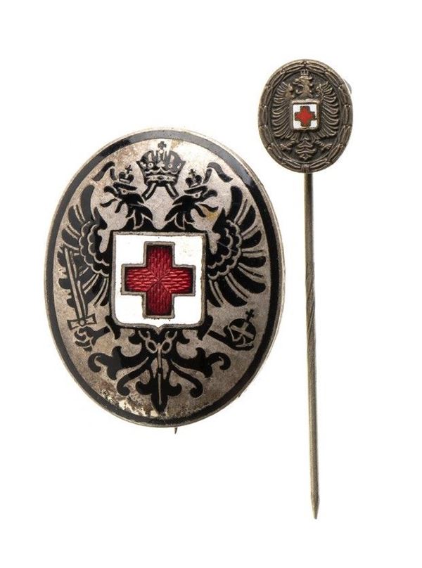 DISTINTIVO E SPILLA DELLA CROCE ROSSA IMPERIALE...