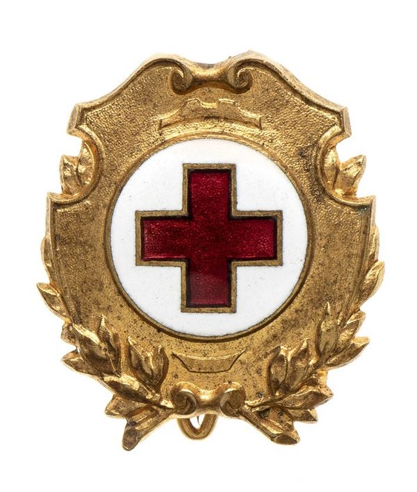 DISTINCTIVE OF THE CRI...  (ORDINI E MEDAGLIE - ITALIA, REGNO...)  - GOLDEN METAL AND ENAMELS, 27X31 MM - Auction Militaria, Medals and Orders of Chivalry - Bertolami Fine Art - Casa d'Aste