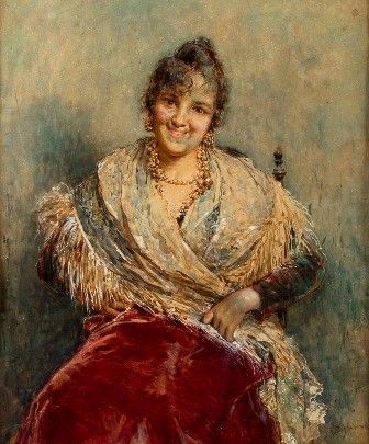 SALVATORE POSTIGLIONE (Napoli, 1861 - 1906) : Ritratto femminile...  - Asta Arte moderna e contemporanea. Dipinti, disegni, sculture e stampe d'autore del XIX e del XX secolo - Bertolami Fine Art - Casa d'Aste