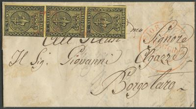 Parma, Annullamenti - Fiorenzuola in rosso (12pt.) - Lettera, 20.05.1853