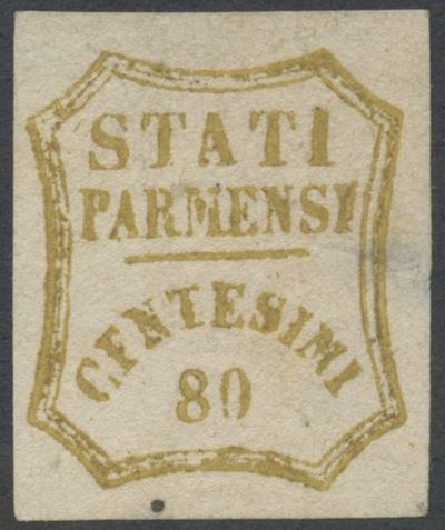 Bistro del Governo Provvisorio di Parma, 1859, 80 centesimi, impronta oliva