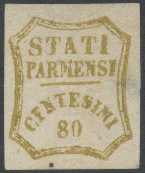 Bistro del Governo Provvisorio di Parma, 1859, 80 centesimi, impronta oliva