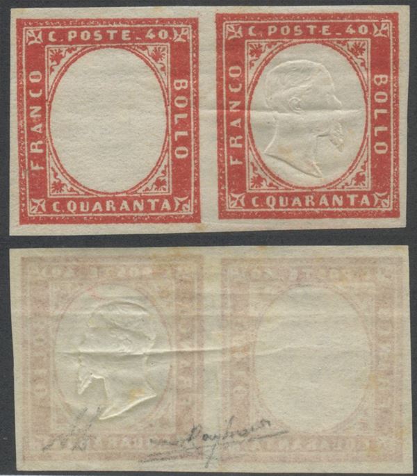 Sardinia IV issue - Pair, one without effigy.