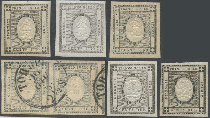 Francobolli per le stampe, Sardegna, 1862 - 1 e 2 cent.