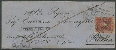Collezione di affrancature postali toscane, Lettera Firenze–Roma del 13 marzo 1860 con 40 centesi...