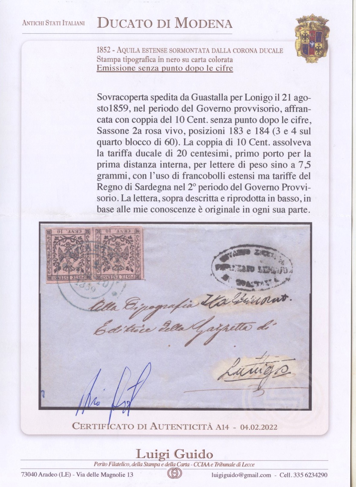 G.p. Modena - 12 Agosto 1859
