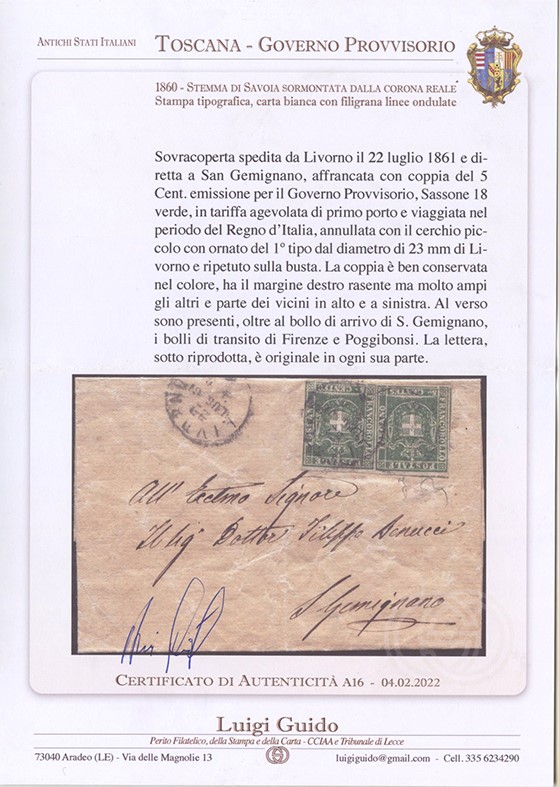 Toscana - Francobolli del G.p. Usati Durante il Regno D'italia