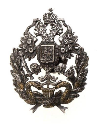 MEDICAL OFFICER OF THE IMPERIAL ACADEMY BADGE...  (ORDINI E MEDAGLIE - RUSSIA, IMPERO...)  - SILVER, 41,5X54,5 MM - Auction Militaria, Medals and Orders of Chivalry - Bertolami Fine Art - Casa d'Aste