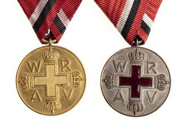 TWO MEDALS OF HONOUR ...  (CROCE ROSSA - GERMANIA, ANTICHI STATI, ...)  - GILT BRONZE, SILVER, RED ENAMELS - Auction Militaria, Medals and Orders of Chivalry - Bertolami Fine Art - Casa d'Aste