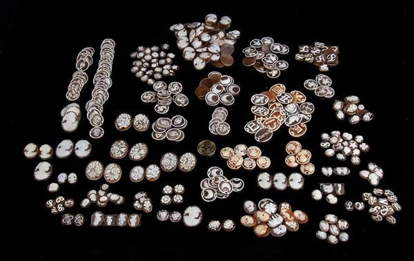 Oltre 350 cammei incisi su conchiglia marina...  - Asta CORALLI, PERLE E CAMMEI: GIOIELLI E OGGETTI D’ARTE DALLA LIQUIDAZIONE DELL’AZIENDA MONDIAL CORAL DI TORRE DEL GRECO - Bertolami Fine Art - Casa d'Aste