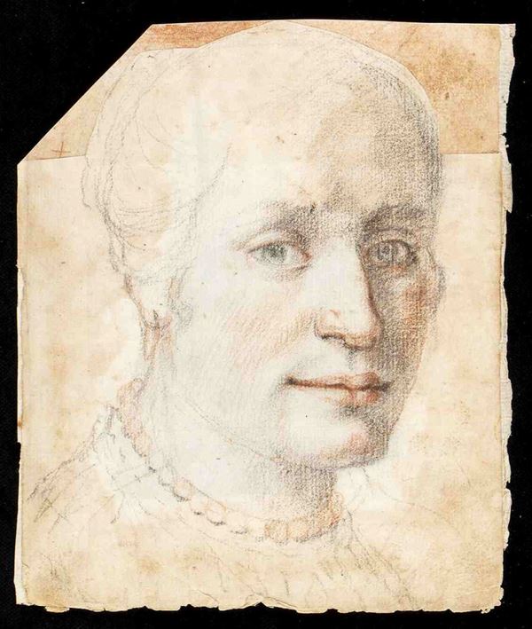 Ritratto femminile...  - Asta Dipinti e Disegni dal XV al XIX secolo - Bertolami Fine Art - Casa d'Aste