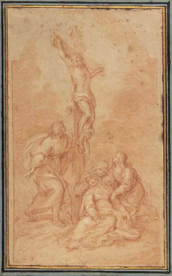 Pietro Berrettini Pietro da Cortona : Crocifissione con San Giovanni Evangelista e le tre Marie ...  - Asta Dipinti e Disegni dal XV al XIX secolo - Bertolami Fine Art - Casa d'Aste