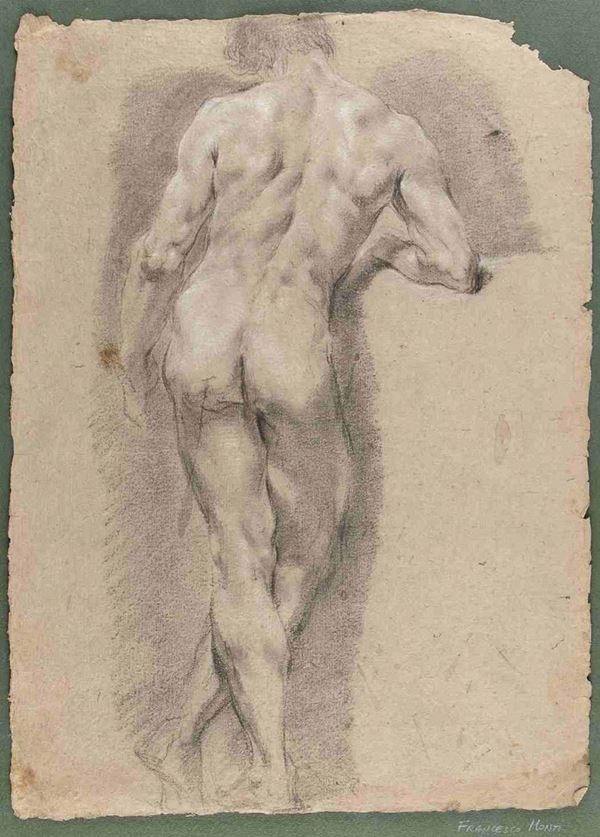 FRANCESCO MONTI (Bologna, 1685 - Brescia, 1768), ATTRIBUITO - Nudo maschile di spalle...