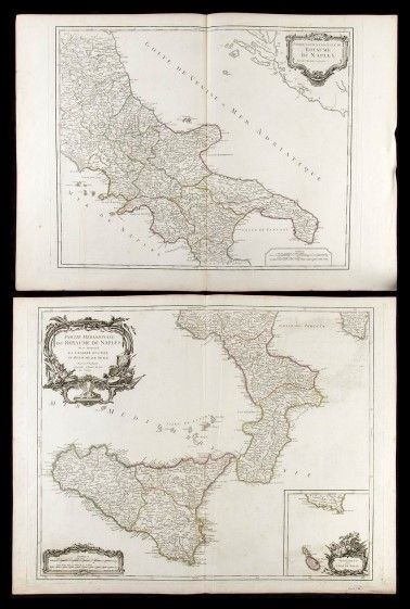 Gilles Robert de Vaugondy (1688-1766) : Partie septentrionale du Royaume de Naples / Partie meridionale du Royaume de N...  - Auction Stampe antiche, moderne e carte geografiche - Bertolami Fine Art - Casa d'Aste