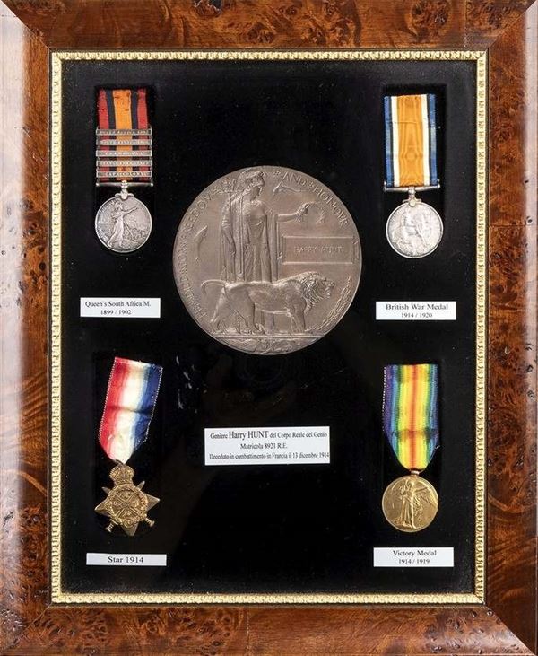 WWI 1914-15 STAR TRIO OF MEDALS, SOUTH AFRICA KING’S MEDAL DEATH PLAQUE & EPHEM...
