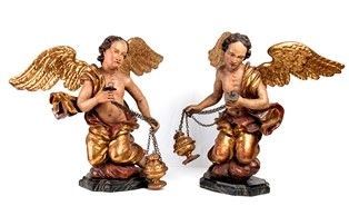 Coppia di putti alati italiani con turibolo - Italia centrale, seconda metà del...  - Auction  Mobili e Oggetti d'arte dal XVII all'inizio del XX secolo - Bertolami Fine Art - Casa d'Aste