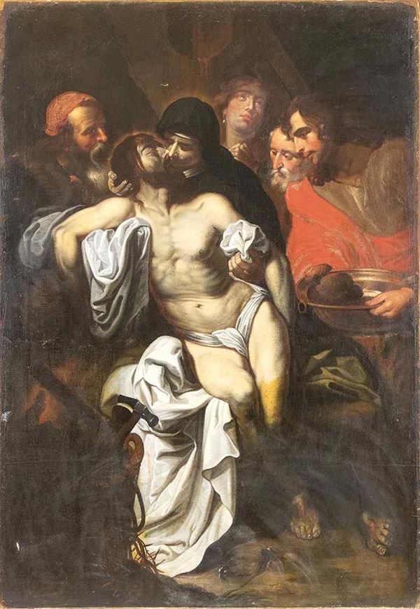 ARTISTA FIAMMINGO DELLA CERCHIA DI PETER PAUL RUBENS : Deposizione di Cristo...  - Asta Dipinti e Disegni dal XV al XIX secolo - Bertolami Fine Art - Casa d'Aste