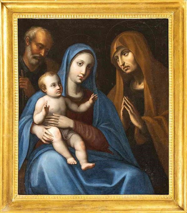 SCUOLA CENTRO-ITALIANA, XVII SECOLO : Sacra Famiglia con Sant'Anna...  - Auction Dipinti e Disegni dal XV al XIX secolo - Bertolami Fine Art - Casa d'Aste