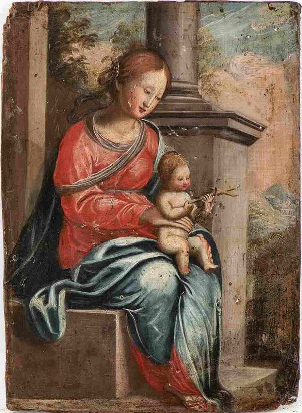 Madonna con Bambino...  - Asta Dipinti e Disegni dal XV al XIX secolo - Bertolami Fine Art - Casa d'Aste