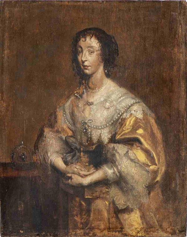 AMBITO DI ANTON VAN DYCK, XVII SECOLO : Ritratto della Regina Henrietta Maria di Inghilterra...  - Asta Dipinti e Disegni dal XV al XIX secolo - Bertolami Fine Art - Casa d'Aste