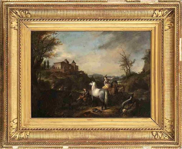 Philips Wouwerman - Cavalieri a riposo durante una battuta di caccia...