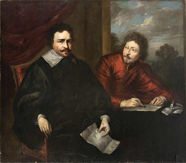 SEGUACE DI ANTON VAN DYCK, XVII SECOLO : Ritratto di Thomas Wentworth, Conte di Strafford e il suo segretario Philip Mai...  - Asta Dipinti e Disegni dal XV al XIX secolo - Bertolami Fine Art - Casa d'Aste