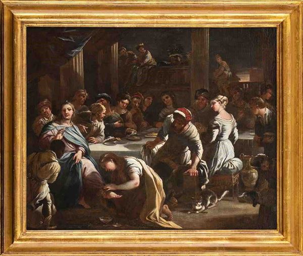 Luca Giordano : Cena a casa di Simone Fariseo...  - Auction Dipinti e Disegni dal XV al XIX secolo - Bertolami Fine Art - Casa d'Aste