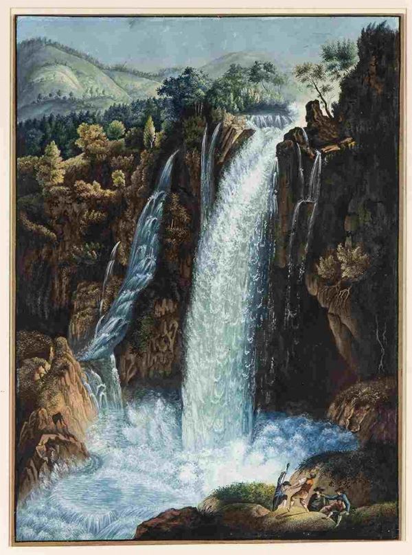 ANONIMO, PRIMO QUARTO XIX SECOLO : La cascata delle Marmore...  - Auction Dipinti e Disegni dal XV al XIX secolo - Bertolami Fine Art - Casa d'Aste