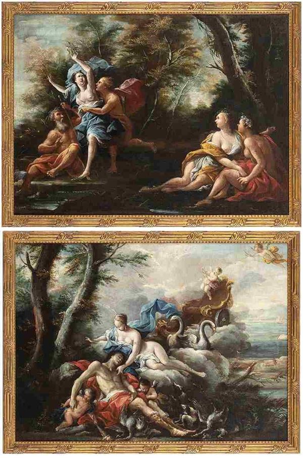 SCUOLA FIORENTINA, PRIMA MET&#192; DEL XVII SECOLO : Coppia di dipinti: a) Apollo e Dafne; b) Diana e Edimione ...  - Auction Dipinti e Disegni dal XV al XIX secolo - Bertolami Fine Art - Casa d'Aste