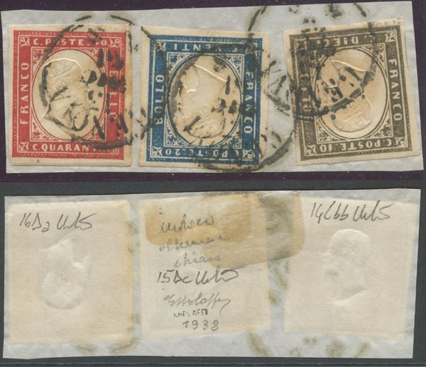 Sardinia - tricolour fragment  - Auction Stamps and Postal History - Bertolami Fine Art - Casa d'Aste