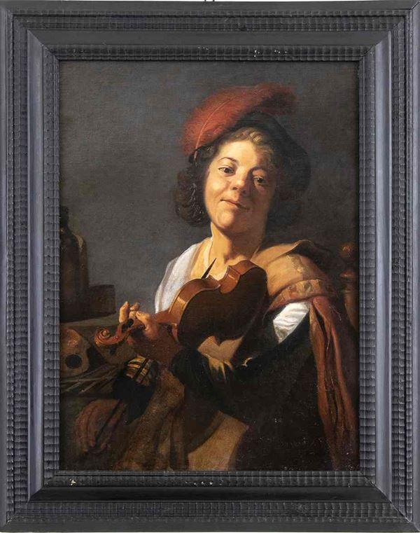 Suonatore di violino...  - Auction Dipinti e Disegni dal XV al XIX secolo - Bertolami Fine Art - Casa d'Aste