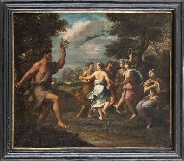 CERCHIA DI GIACINTO GIMIGNANI (Pistoia, 1611 - Roma, 1681) : Le ninfe trasformano in oleastro il pastore apulo...  - Asta Dipinti e Disegni dal XV al XIX secolo - Bertolami Fine Art - Casa d'Aste