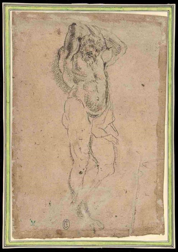 Recto: studio di telamone
 Verso: studio di due mani...  - Asta Dipinti e Disegni dal XV al XIX secolo - Bertolami Fine Art - Casa d'Aste