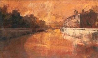 UGO ATTARDI (Sori, 1923 &#8211; Roma, 2006) - Tramonto sul Lungotevere...