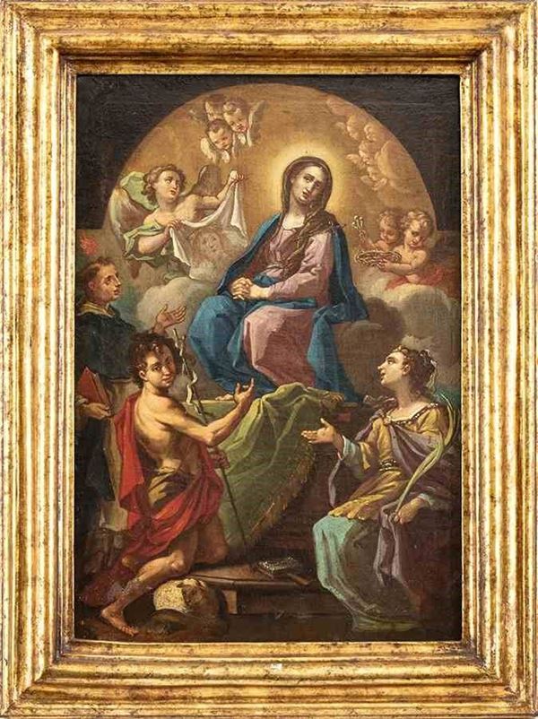 Scuola napoletana, XVIII secolo - Madonna Addolorata con i Santi Caterina e Giovanni Battista...