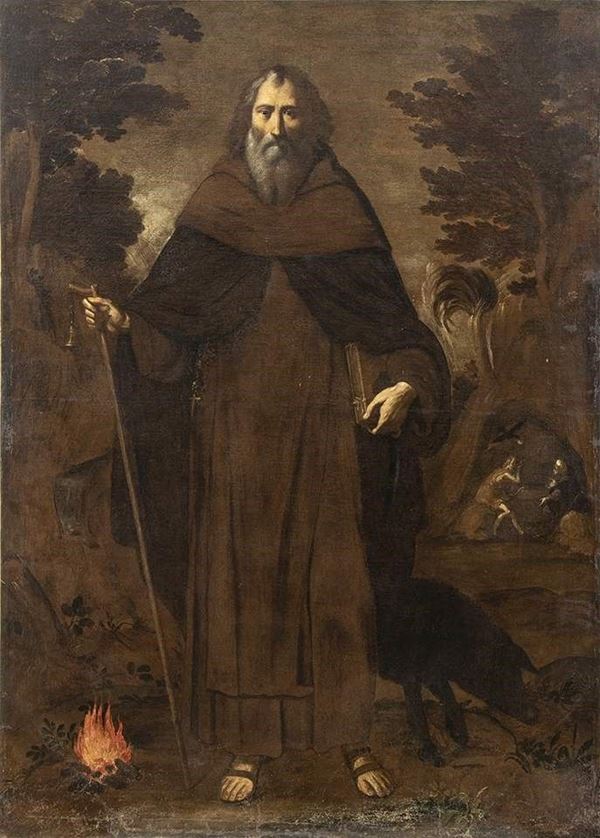 Pietro Novelli Il Monrealese : Sant'Antonio Abate...  - Auction Dipinti e Disegni dal XV al XIX secolo - Bertolami Fine Art - Casa d'Aste