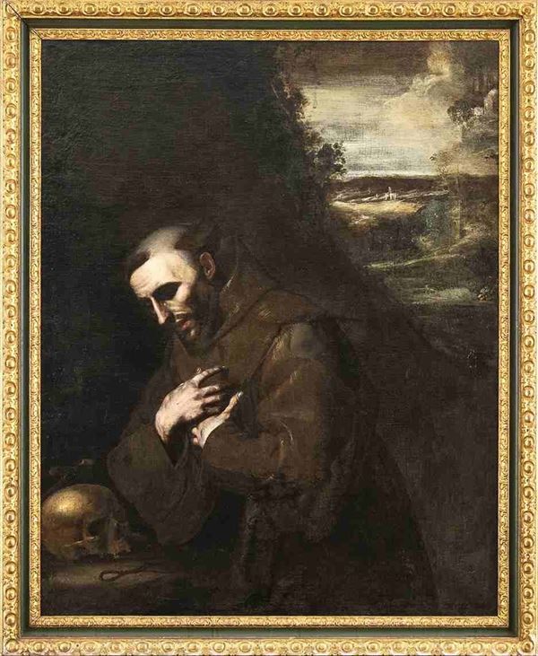 Jusepe de Ribera : San Francesco penitente ...  - Asta Dipinti e Disegni dal XV al XIX secolo - Bertolami Fine Art - Casa d'Aste