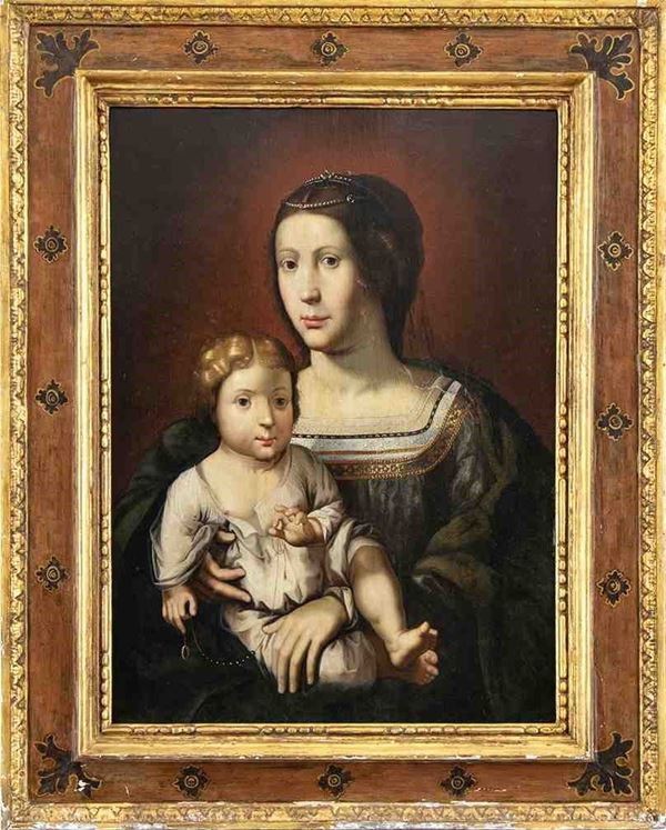 AMBITO DI JAN GOSSAERT DETTO IL MABUSE (Maubege, circa 1478 &#8211; Anversa, 1532) - Madonna con Bambino ...