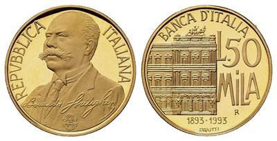Repubblica Italiana. Lire 50.000 1993 'banca D'italia'. Coniazione Aurea. Au (7,5 G; 720 MM)