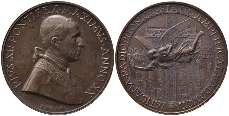 Vaticano. Pio XII (1939 - 1958). Medaglia Anno XX "ampliamento della Stazione Radio Vaticana". Op...
