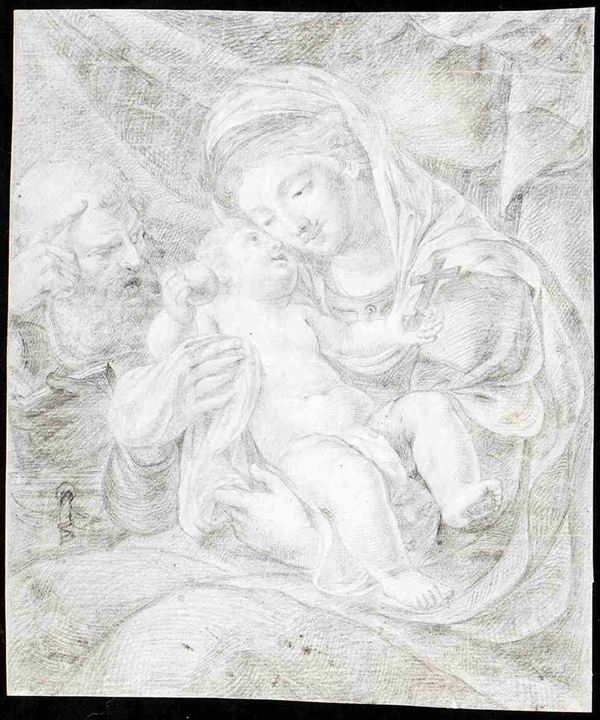 Sacra Famiglia, Madonna con Bambino e San Giuseppe...  - Auction Dipinti e Disegni dal XV al XIX secolo - Bertolami Fine Art - Casa d'Aste